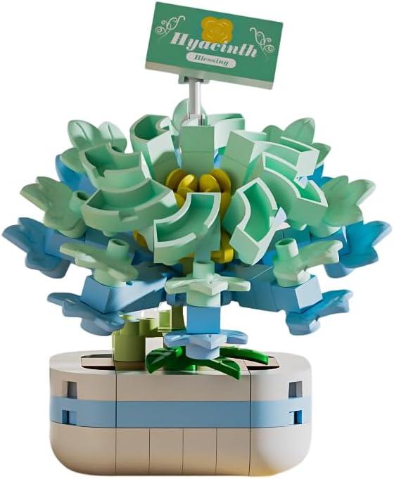 Carnation Potted Plant Building Blocks Set - DIY Bonsai Flower Toy for Home Decor, Creative Desktop Botanical Construction Kit for Kids and Adults