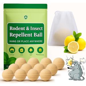 Rodent and Insect Repellent Moth Balls, 12 Packs Rats and Squirrel Repellent for Indoor and Outdoor, Peppermint to Repel Rats and Mice, Mouse and Rodent Deterrent for Attic, House, Garden, Car Engine