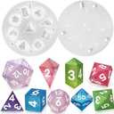 RESINWORLD Upgraded 9 Piece Polyhedral Dice Mold (New Font), 7 DND Dice Set Mold & Pendant Crystal D4 Mold Silicone
