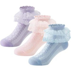 Zando Baby Girl Socks with Ruffle Lace Frilly, Princess Dress Dance Ruffle Socks for Toddler Girls 6 Pairs, One Size
