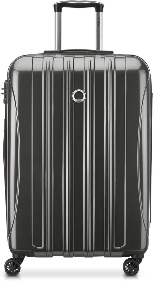 DELSEY PARIS Helium Aero Hardside Expandable Luggage with Spinner Wheels, Brushed Charcoal, Checked-Medium 24 Inch
