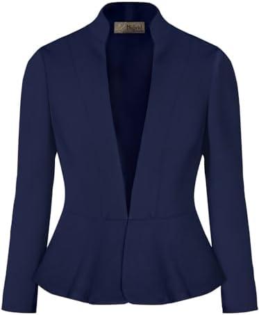 Hybrid & Company Women's Casual Work Office Elegant Open Front Premium Nylon Blazer Jacket