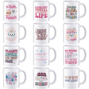 12 Pcs Dentist Graduation Gift Mug Bulk, Nurse Dental Assistant Gifts 11oz Ceramic Coffee Mug for Nurses Doctor Dentistry Medical Assistant Students Graduation Gift for Men Women