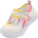 L-RUN Toddler Sandals Summer Boys Girls Adjustable Kids Sandal with Hook Loop Closed-Toe Lightweight Outdoor Sport Sandals (White) 8 Toddler