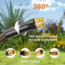 Giraffe Tools Garden Hose 25ft x 5/8'', Water Hose Heavy Duty, Flexible, Lightweight Hybrid Hose with Swivel Handle, Male to Female Fittings (Black)