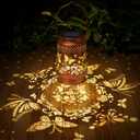 Solar Lanterns Outdoor Waterproof Butterfly Garden Decor Birthday Gifts for Women Mom Grandma, Hanging Solar Lights Metal Lantern Decoration Outside for Yard, Patio, Backyard, Porch