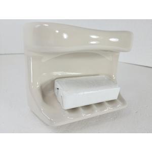 Beige Bone Almond Ceramic Soap Dish Tray Cloth Bar Washcloth Holder Bath Shower Bathtub