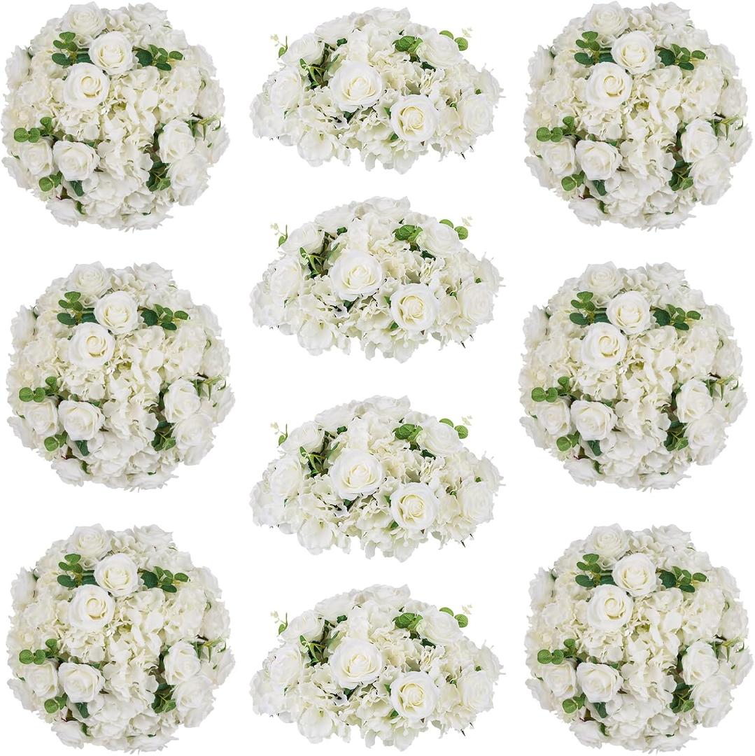 White Flowers Balls for Centerpieces: 15.7in Diam, Set of 10
More Stable With Base Design, Large Rose Flowers Arrangement for Weddings, Reception Decor for Couples, Newlyweds