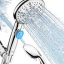 Cobbe High Pressure Shower Head with Built-in Pause Button, 9-Function Detachable Showerhead with Handheld Brass Swivel Bracket & Stainless Steel Hose, Water Saving 1-Click Stop, Chrome