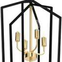 8-Light Lantern Tired Farmhouse Ceiling Hanging Light Black Chandelier Metal Modern Pendant Light Fixtures for Kitchen Island Dining Room Living Room Foyer Entryway-Brushed Brass