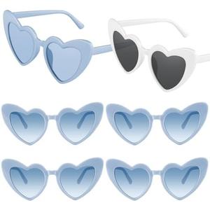 Bouiexye 5 Pack Bachelorette Sunglasses Heart Shaped Sunglasses Vintage Heart Glasses for Women Wedding Party Decor