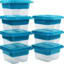 GoodCook EveryWare Food Storage Containers with Lids BPA-Free Plastic Lunch Cube Set Perfect for Food Prep & Meal Packing 2-Compartment Leak-Resistant Design Keeps Foods Fresh, 7-Pack, Blue