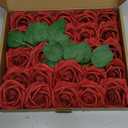 AmyHomie Artificial Flower Dark Red Rose 25pcs Real Looking Fake Roses w/Stem for DIY Wedding Bouquets Centerpieces Arrangements Party Baby Shower Home Decorations