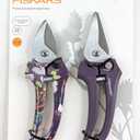 Fiskars 2pc Pruning Set 1 Pruner 1 Floral Snip 1/2" Cut Capacity Cool Colors