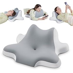 DONAMA Neck Pillow for Sleeping, Leaning and Lying, Contour Memory Foam Pillow for Side Back Stomach Sleeper, Ergonomic Cervical Pillow for Neck Pain and Shoulder Pain Relief