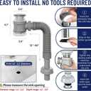 Bathroom Sink Drain Kit with Flexible Expandable Pipe: Odor-Free & Backflow-Preventing, Space-Saving Design without a P-trap, For 1-1/4'' & 1-1/2'' Drain Hole (Black, With Overflow)