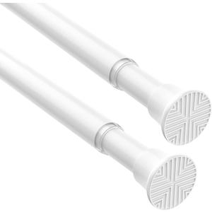 AIZESI Tension Rods 18-36 inch, 2Pcs Adjustable Black Tension Rod No Drilling Small Tension Rod Spring Curtain Rod (White)