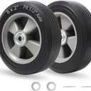 GICOOL 8" x 2" Solid Rubber Flat-Free Tire and wheel, with Ball Bearings and 1/2 Axle Bore Hole, 2" Offset Hub, For Hand Truck Dolly Trolley Garden Wagon Cart Generator Replacement Tire, 2 Pack