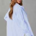 OMSJ Womens Striped Button Down Shirts Casual Long Sleeve Stylish Collared Office Work Blouses Tops (M)