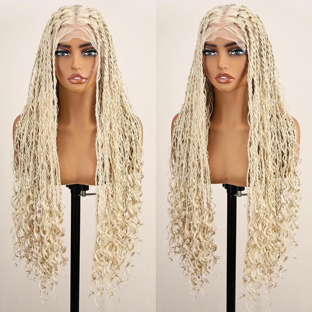 Boho Knotless Braided Wigs for Black Women Boho island Twist Wigs Single Full Lace with Baby Hair Knotless Synthetic Wig Platinum 30 Inch Boho Knotless Braided Wigs for Black Women Boho island Twist Wigs Single Full Lace with Baby Hair Knotless Synthetic Wig Platinum 30 Inch