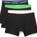 Calvin Klein Men's Cotton Stretch 3-Pack Boxer Brief (Large, Black Bodies W/ Blue Shadow, Supreme Green, Chalk Wbs)