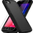 for iPhone SE Case 2022(3rd)/2020(2nd)/iPhone 7/8 Case, with Screen Protector,[Military Grade Drop Tested] Heavy-Duty Tough Rugged Shockproof Protective Phone Case, Black