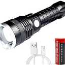 Rechargeable LED Flashlight, High Lumens XHP70 Tactical, Zoom, 5 Modes, Waterproof, 5000mAh Battery and Emergency Battery Kit, USB Output Power Supply for Outdoor, Emergency, Camping, Hiking