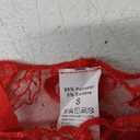 Lilosy Sexy Tie Side Cute Underwire Push Up Strappy Embroidered Mesh Sheer Lingerie Set (Small, Bow Pattern Red)