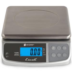 San Jamar Digital Food Scale, Battery Operated with 66 Pound Capacity for Cooking, Baking, Meal Prep, Diet Tracking, Stainless Steel, 6.82 Pounds, Silver (Metal)