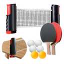 All-In-One Portable Table Tennis Set: Quick Assembly, Includes Rackets, Balls And Retractable Net, Suitable For Indoor/Outdoor Recreation, Random Net Color