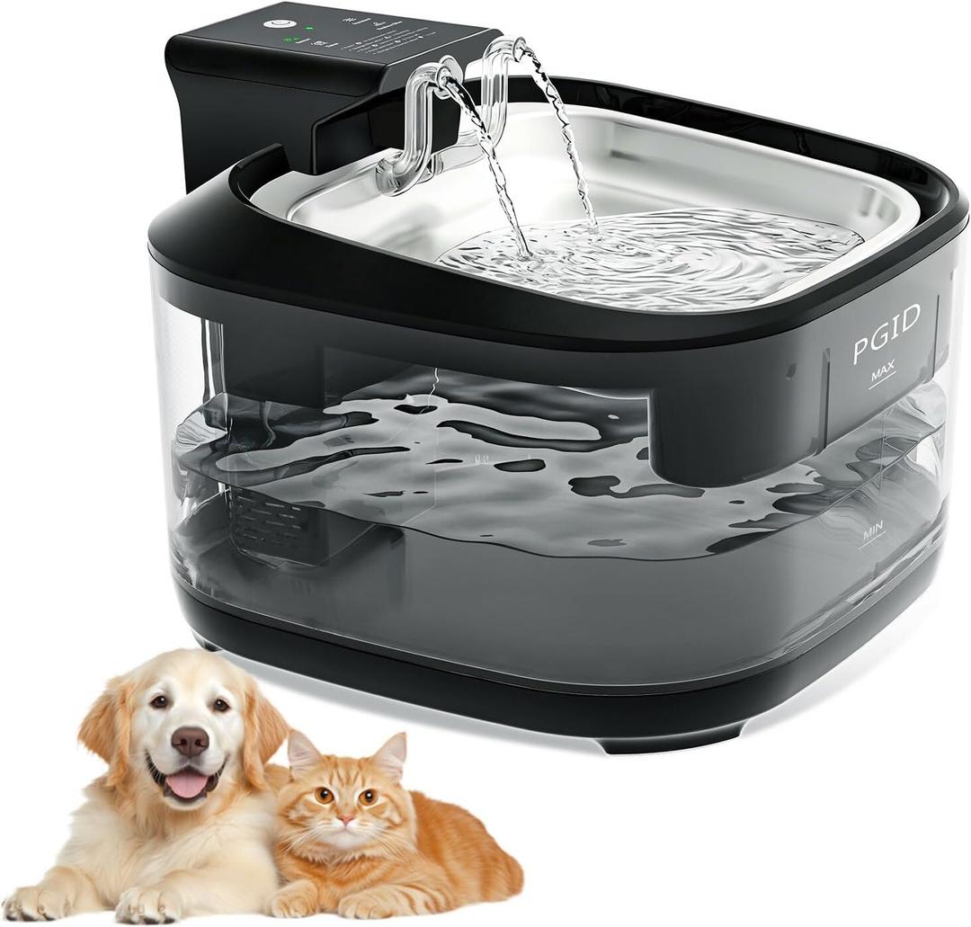 Cordless Cat Water Fountain, 5000mah Battery Operated Pet Water Fountain, 108oz/3.2L Automatic Dog Water Fountains for Cats Dog Indoor Outdoor (Large)