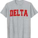 Delta Canada Varsity Style Vintage Retro Canadian Sports T-Shirt (Gray), 2XL