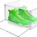 12 Pack Clear Sneaker Shoe Box Plastic Stackable ‌Shoe Organizer, Size 12.5