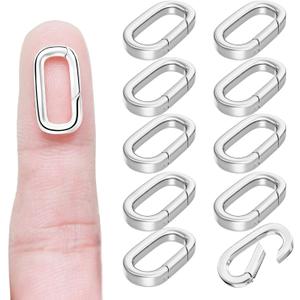 Carabiner Clip Pendant Clasp for Jewelry Making,18K Gold and Silver Necklace Clasp and Closures Jewelry Carabiner Charm Clasp for Necklace Bracelet (10Pcs Silver, M (0.75 * 0.37 * 0.12in))