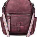 FADEON Mini Backpack Purse for Women, Designer Leather Cute Roomly Backpacks, Daily Ladies Shoulder Backpack Fashion Handbag (Red Retro Style)