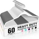HOUSE DAY Heavy Duty Plastic Hangers 60 Pack, Non Slip Clothes Hangers with Rubber Pads and 360 Hook - Thin 0.2 Inch, Space Saving Coat Hanger White, Closet Organizer for Shirt, Pants, Suit, Skirt