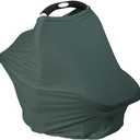 Breathable Car Seat Cover for Babies – Multi-Purpose Soft Rayon Nursing Cover for Breastfeeding, High Stretchy Infant Carseat Canopy, Stroller Cover (Smooth Rayon, Roman Green)