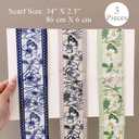 3 x OULIGET Retro Floral Small Ribbon Silk Scarf,Girl Heart Hair Scarf Tie Neck Scarf,Purse Headband Handbag scarves Fashion Gift