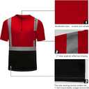 High Visibility Shirts Quick Dry Safety T Shirts with Reflective Strips and Pocket Short Sleeve Mesh Hi Vis Construction Work Class 2 Shirt for Men/Women Black Bottom Red, XX-Large