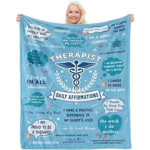 Best Therapist Gifts, Physical, Occupational, Respiratory, Massage Therapist Gifts for Women, Mental Health Therapy Christmas Birthday Presents, Funny Therapy Mentor Throw Blanket 60"X 50" Inch