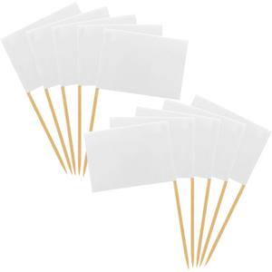 [100 Pack] Blank Toothpick Flags, Cheese Markers for Charcuterie Board Food Label Cupcake Toppers Pick Cocktail Picks for Appetizers, Party Buffet, Cupcake, Food, Fruit, Party Decoration (White)