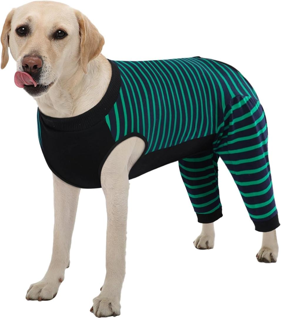 Kuoser Dog Recovery Suit, Anti Licking Dogs Rear Leg Sleeve, Abdominal Dog Surgical Suit with Pants Cover Protect Wounds, Dogs Elbow Protector Soft Pet Surgery Onesie Cone Alternative, Green XL (X-Large (Back Length: 46CM / 18.11"))