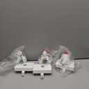 UNIQOOO Handmade White Polar Bear Christmas Stocking Holders, Large 3Pcs Mantel Hook Set with Base Pads, Holds 2 Lb, Cubs with Xmas Tree, Candy Cane, Birds Fireplace Stocking Hanger Décor for Garlands