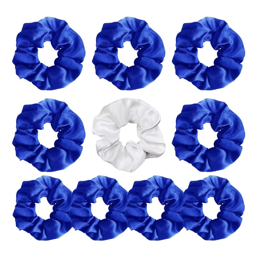 LADY&HOME Bridesmaids Scrunchies, 10 Packs, Navy Blue - Bridal Party, Bridal Shower, Bachelorette Party Favors and Gifts