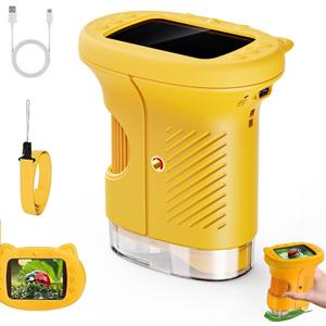 Aurorahaven Microscope, 1000x Kids Microscope with Built-in Photo & Video Camera, 2.4" 4k Screen  1000x Microscopes, Educational Gift for Boys & Girls Ages 312 (Orange)