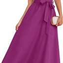 ZESICA Women's 2025 Summer One Shoulder Ruffle Dress Sleeveless Empire Waist Boho Flowy Maxi Dresses, XL