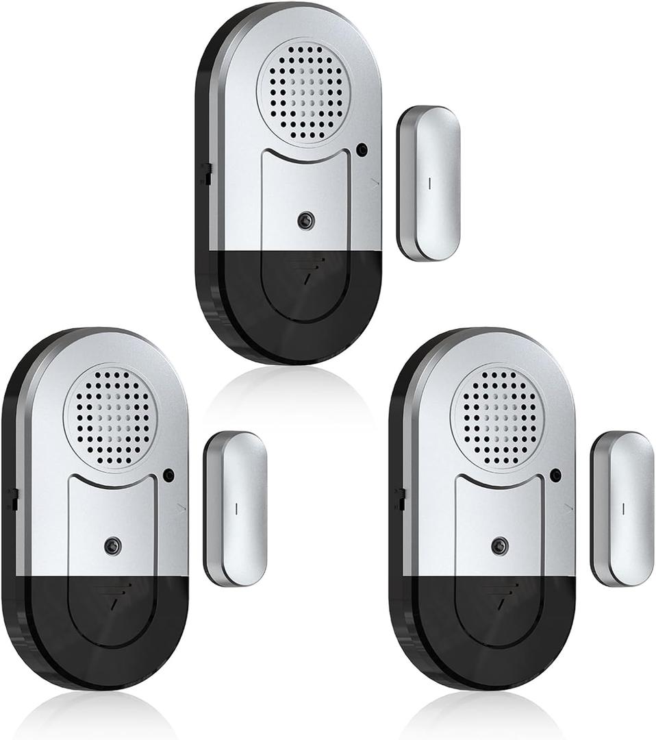 Sanjie Door Alarms When Opened, Door Window Alarm Sensors for Kids Safety/Home Security/Pool/Garage/Dementia/Toddler/Travel Security, Easy to Install, Volume Control/Loud Alert, Long Battery Life,3 Pack