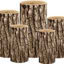 1Set Spandex Pillar Covers for Metal Cylinder Pedestal Stands - 5 Pieces -Printed Tree Bark Covers Only, Cylinder Pedestal Stands Excluded (NO-228 Tree Bark)
