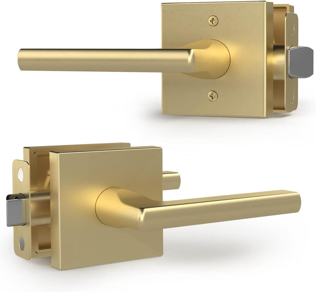 Mega Handles Prime Passage Lever Door Handle for Closet or French Doors, Single Side Door Levers, Fits All Standard Door Sizes, Exposed Screws Included - Satin Brass (1 Pack) 5''