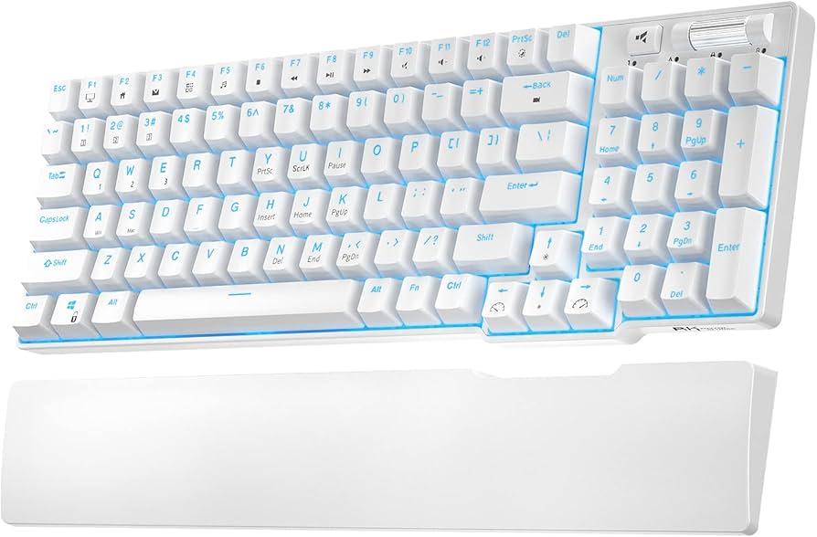 RK ROYAL KLUDGE RK96 90% Triple Mode BT5.0/2.4G/USB-C Hot Swappable Mechanical Keyboard with Magnetic Wrist Rest, 96 Keys Wireless Gaming Keyboard with Software, Blue Backlight 